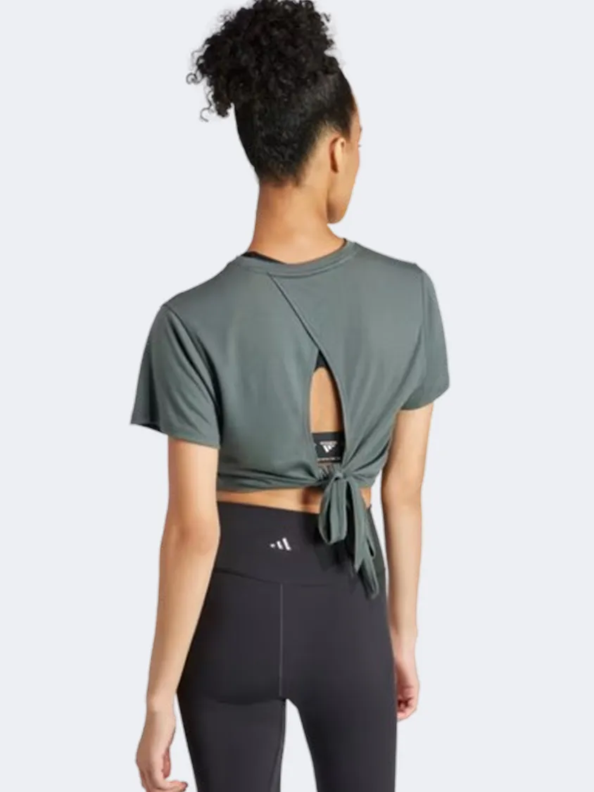 Adidas Yoga Studio Women Training T-Shirt Legend Ivy/Grey