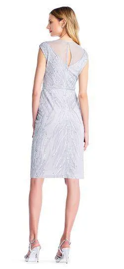 Adrianna Papell AP1E202498 Beaded Cap Sleeve Short Cocktail Dress