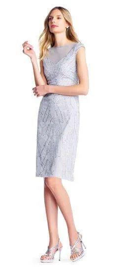 Adrianna Papell AP1E202498 Beaded Cap Sleeve Short Cocktail Dress