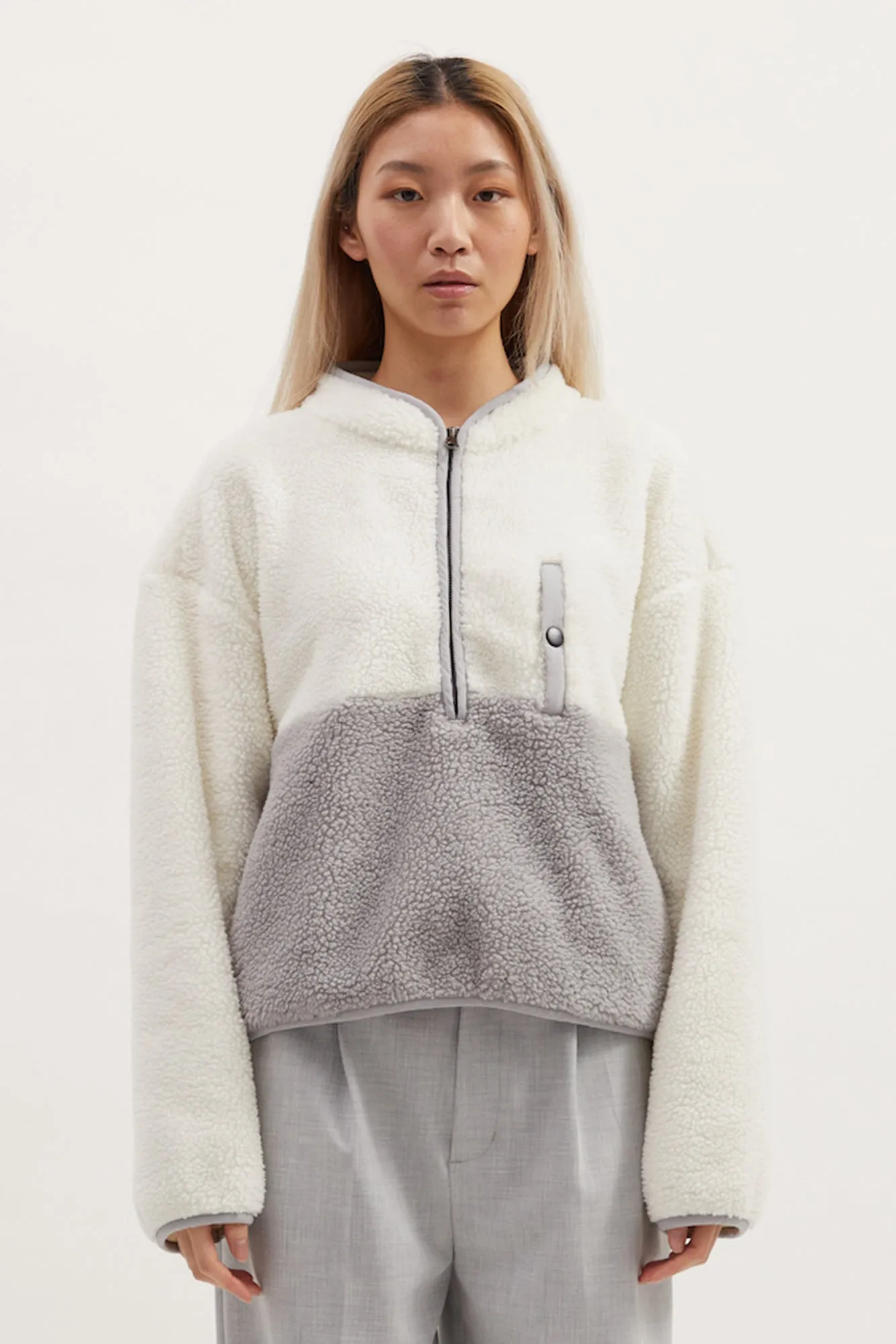 AMBER FLEECE JUMPER - SLATE AND IVORY