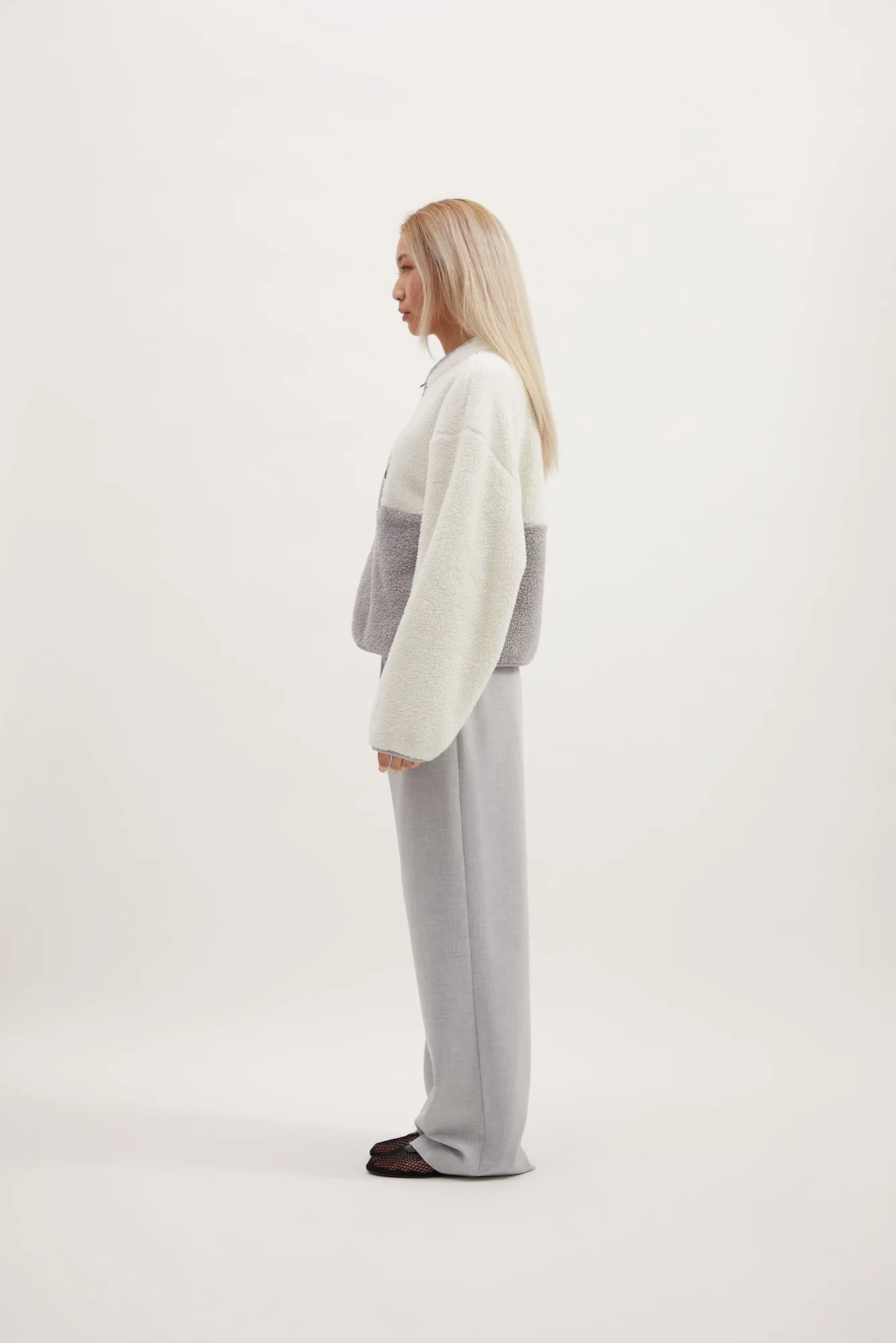 AMBER FLEECE JUMPER - SLATE AND IVORY