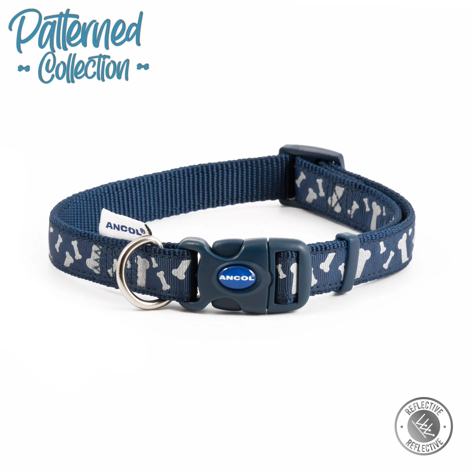 Ancol - Fashion Reflective Adjustable Collar - Blue Paw - Size 2-5 (30-50CM)