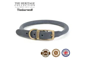 Ancol - Timberwolf Round Leather Collar - Blue - 45-54cm (Size 6)