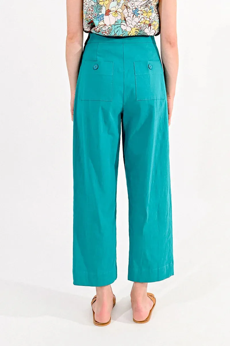 Ankle Length Wide Leg Pants - Green