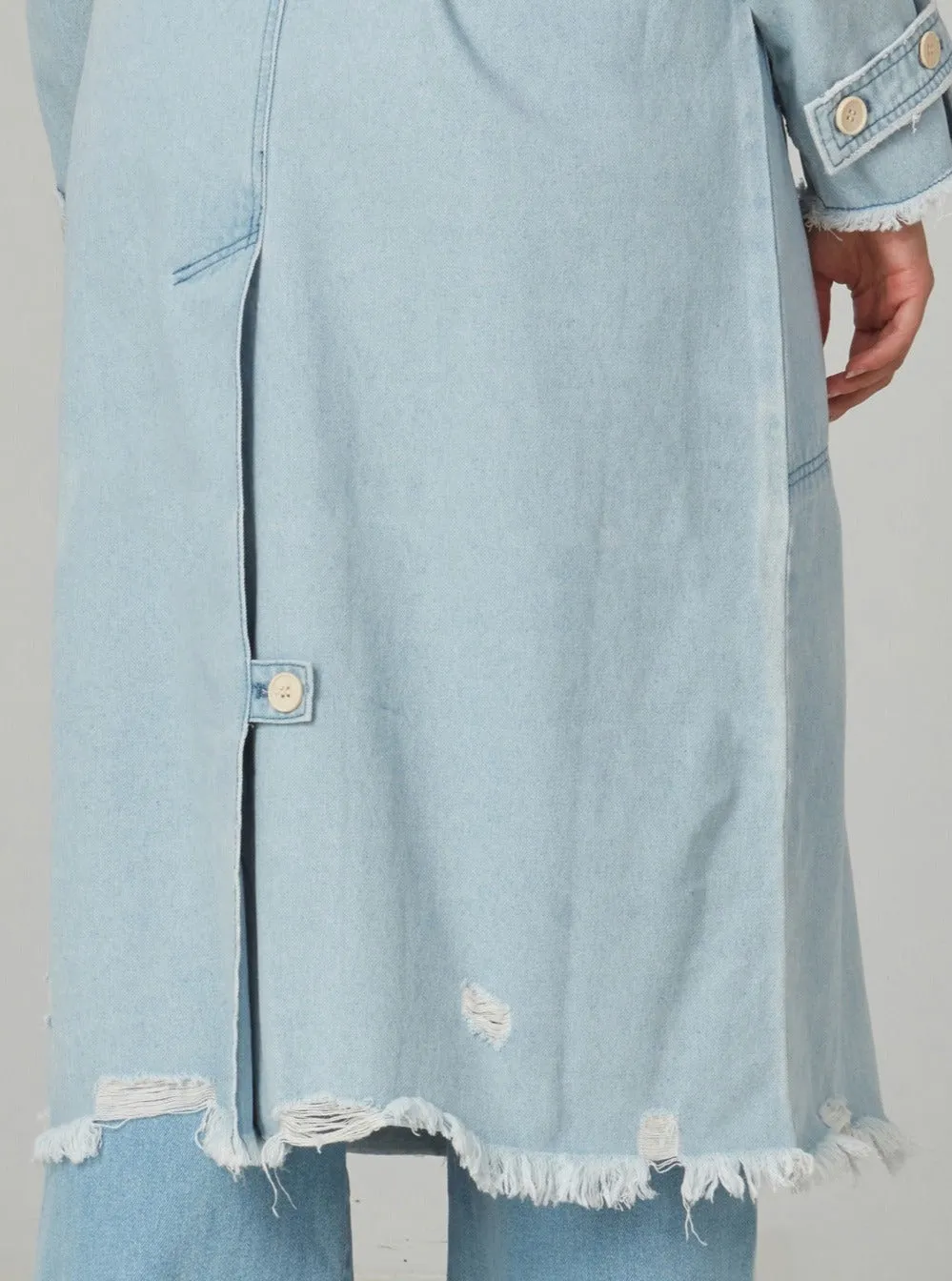 AVERY-BO Trench Coat - Blue Opal