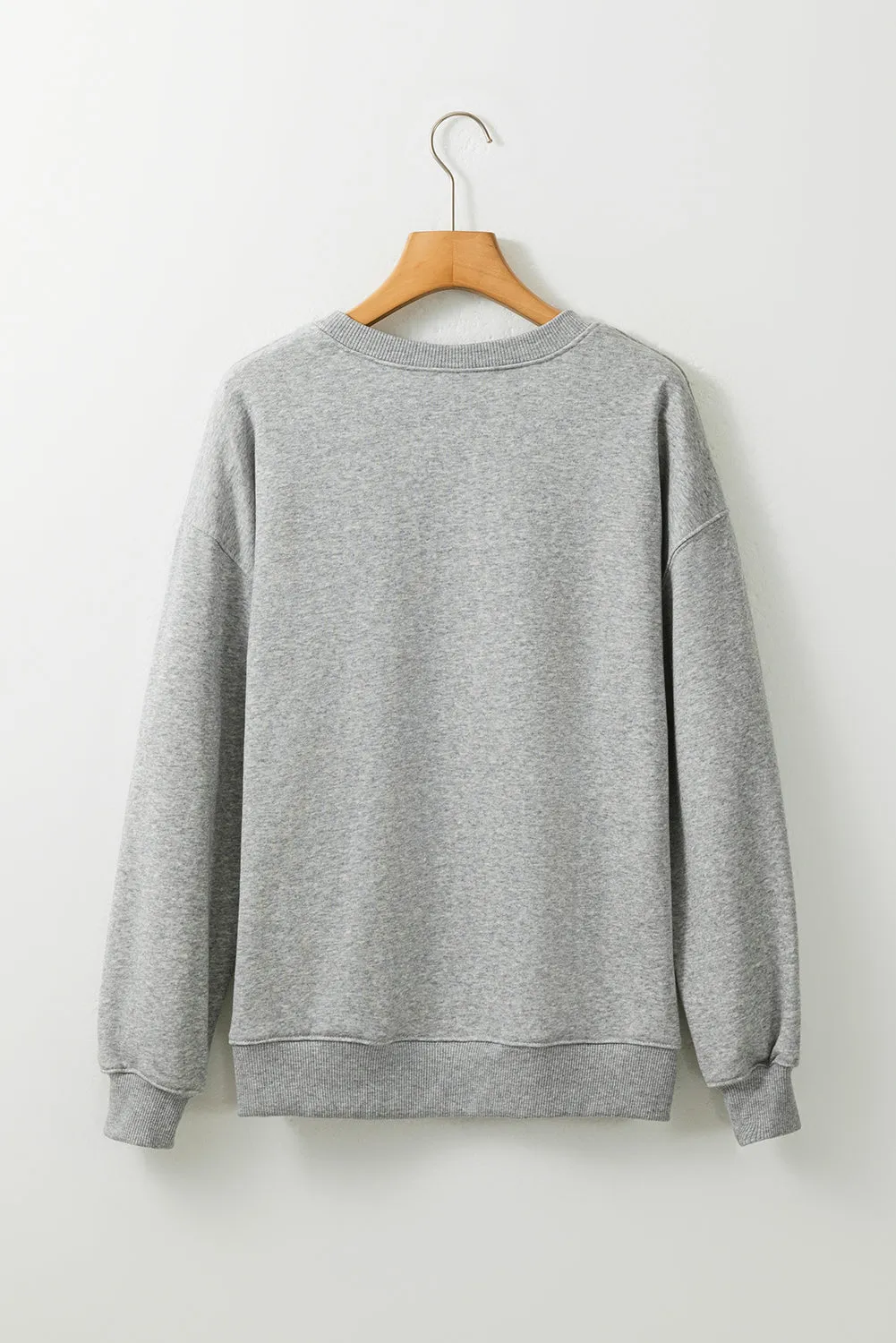 Beige Solid Classic Crewneck Pullover Sweatshirt