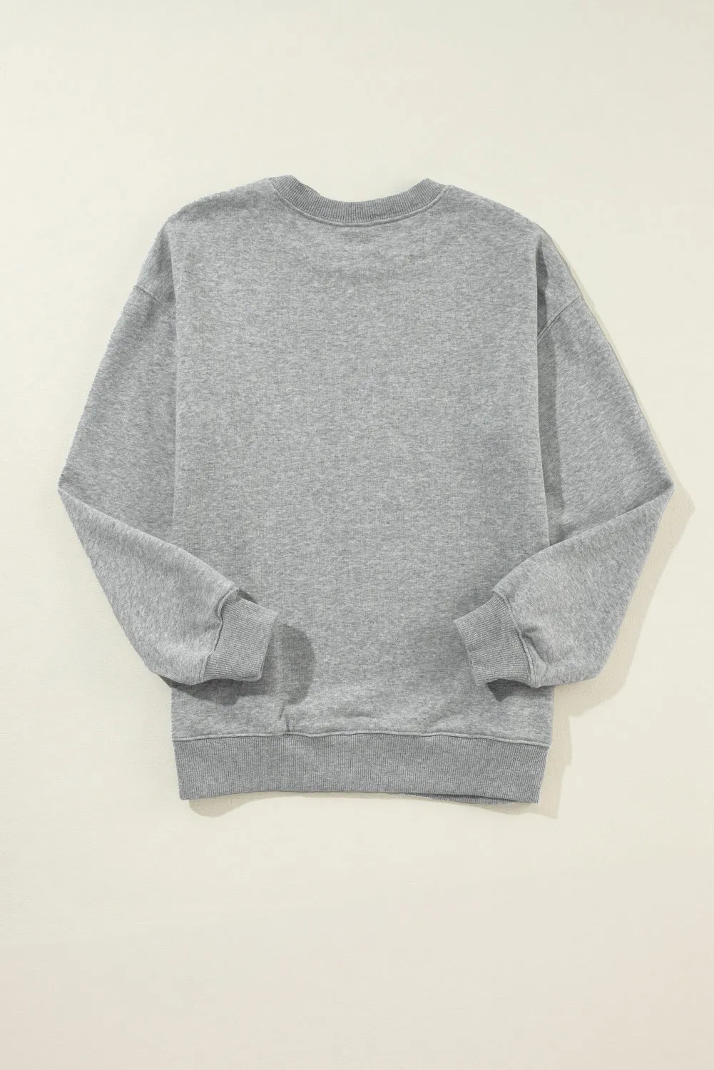 Beige Solid Classic Crewneck Pullover Sweatshirt