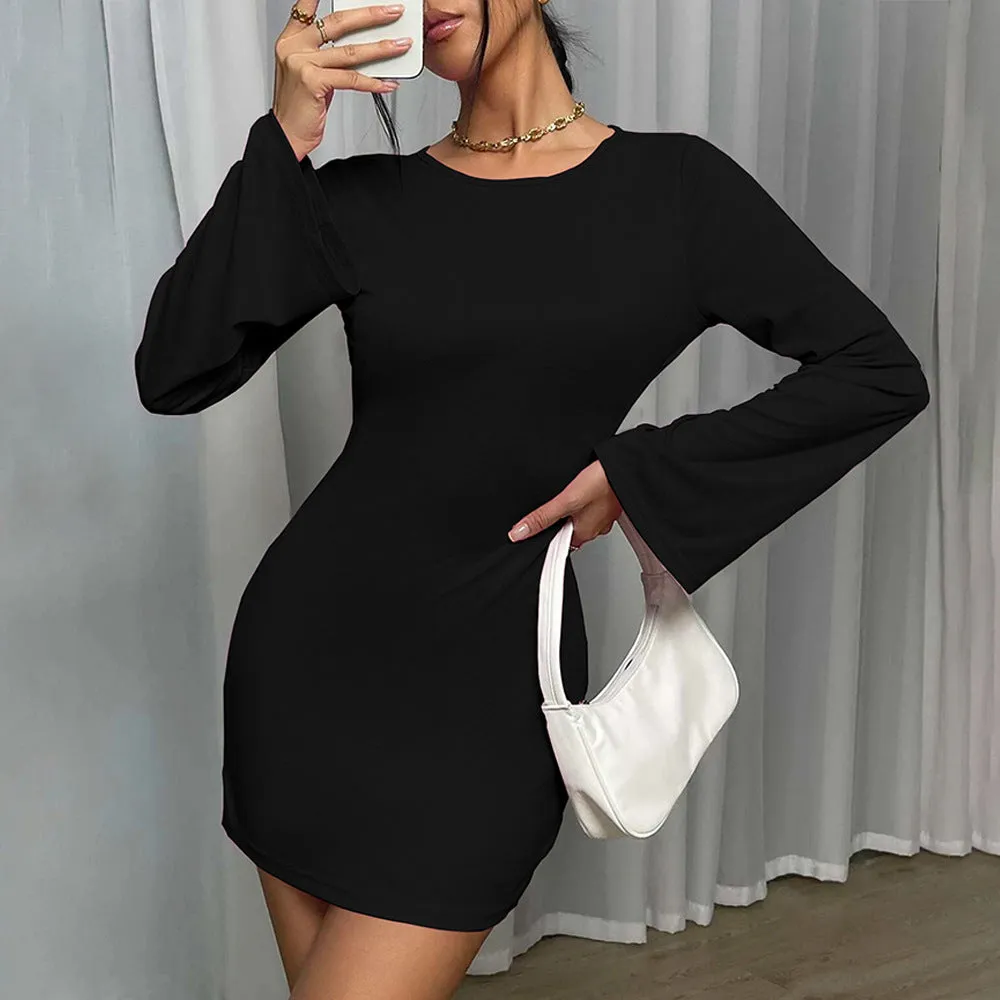 Bell Sleeve Backless Mini Dress