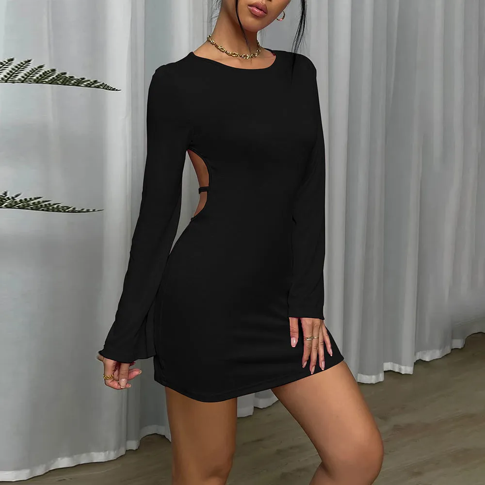 Bell Sleeve Backless Mini Dress