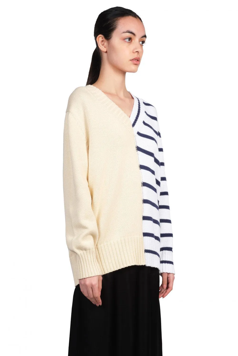 Bicolour V-neck Jumper