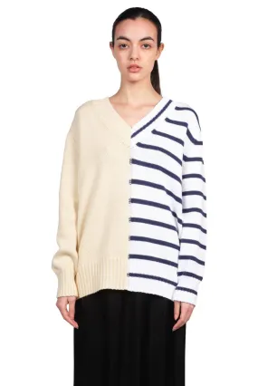 Bicolour V-neck Jumper