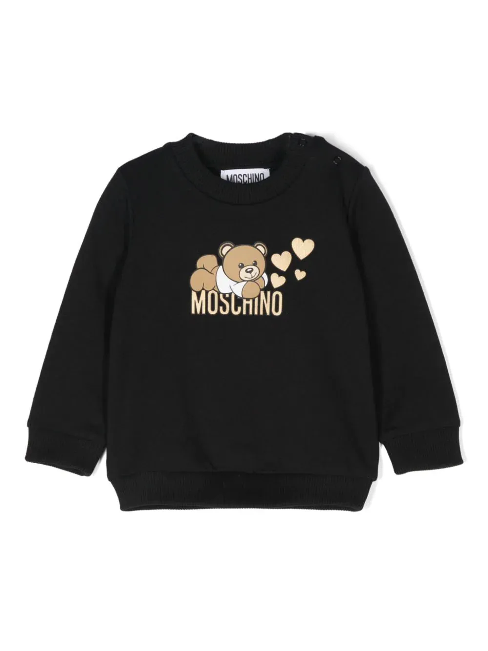 Black Baby Bear Heart Print Sweatshirt