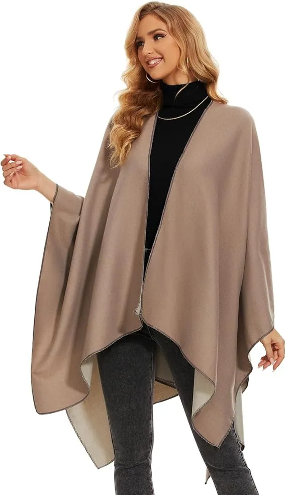 Black Soft Knit Wrap Poncho Style Cardigan