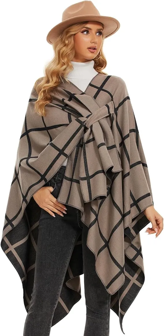 Black Soft Knit Wrap Poncho Style Cardigan