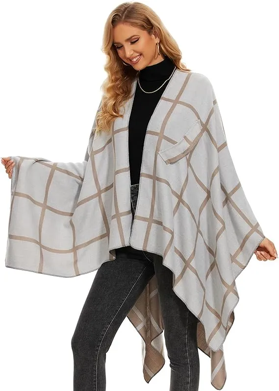 Black Soft Knit Wrap Poncho Style Cardigan