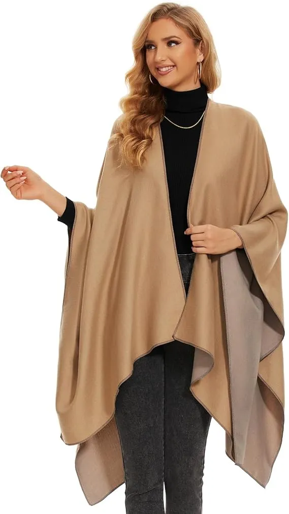 Black Soft Knit Wrap Poncho Style Cardigan