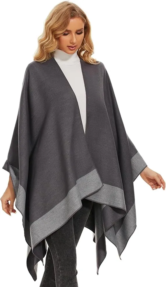 Black Soft Knit Wrap Poncho Style Cardigan