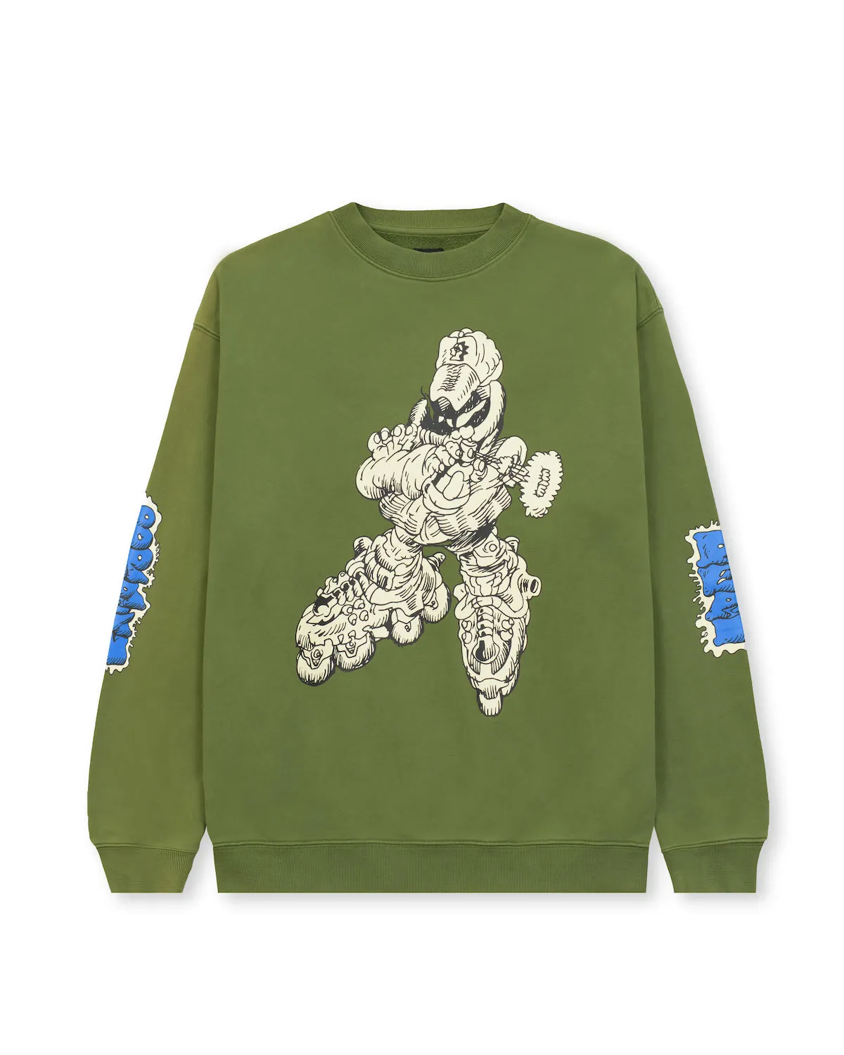 Brain Dead x Them Blade Enforcer Crewneck Sweatshirt - Olive