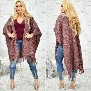 Burgundy Knit Wrap Shrug Poncho