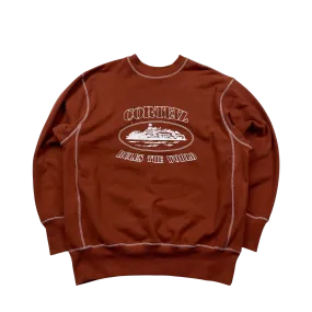 Corteiz Alcatraz Brown Contrast Stitch Jumper - XL