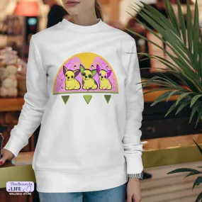 Crewneck Sweatshirt - Chihuahua Lemonade | Chihuahua Mom Shirt with Geometric Pattern | Pink and Yellow Long Sleeved Sweatshirt | Gift for Small Dog Owners