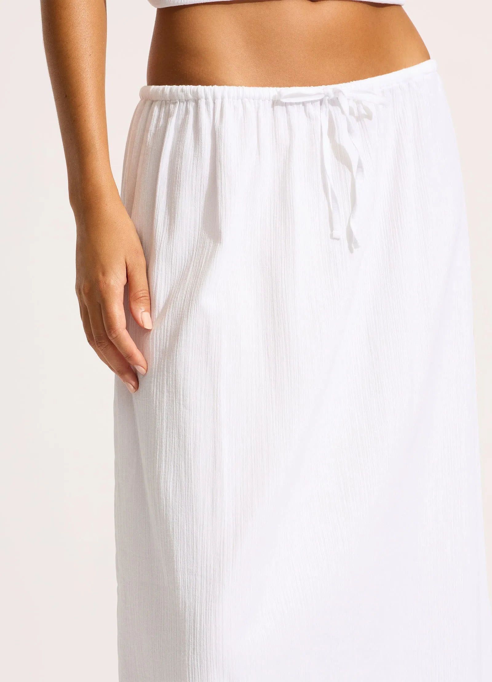 Crinkle Maxi Skirt - White