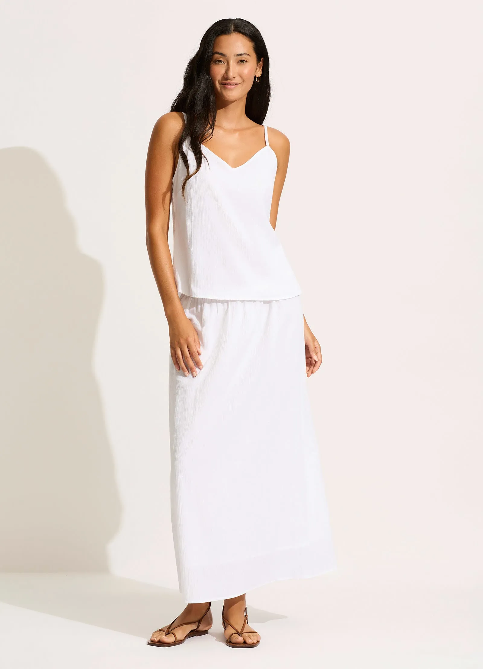 Crinkle Maxi Skirt - White