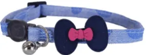 DESIGNER DENIM NAVY BOW CAT COLLAR