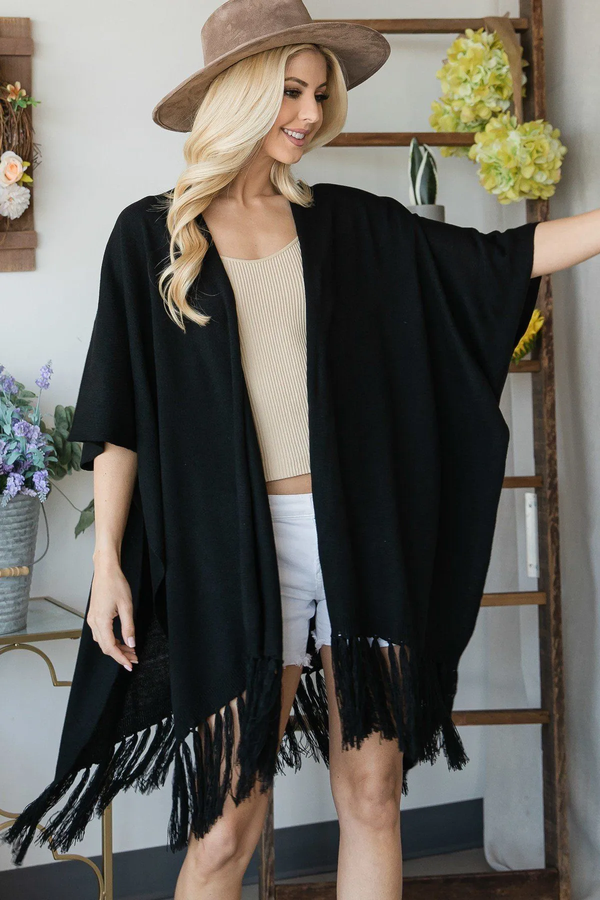 Draped Poncho Cardigan