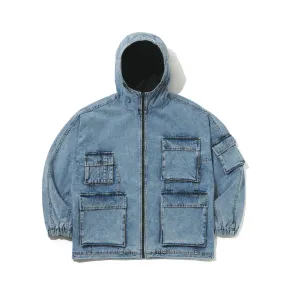 DSXBS WAX REAL DENIM 5 POCKET HOODED JACKET VINTAGE BLUE