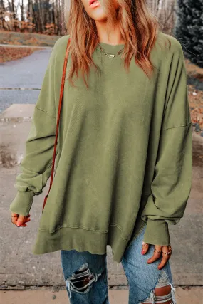 Easily Chic Dropped Shoulder Round Neck Long Sleeve Crewneck