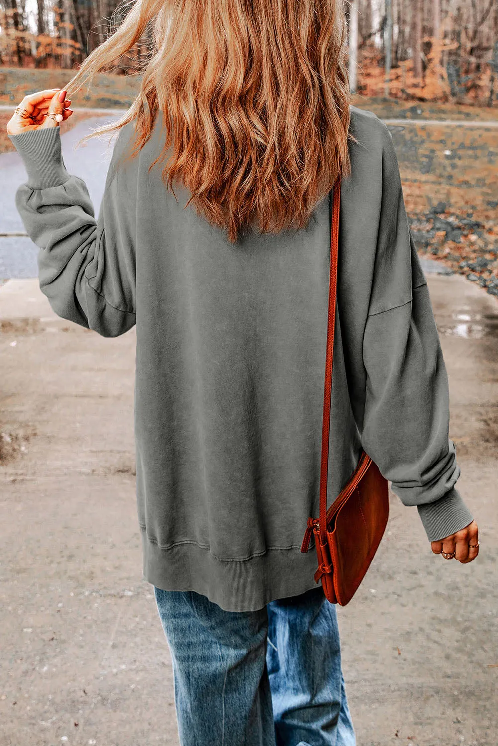 Easily Chic Dropped Shoulder Round Neck Long Sleeve Crewneck