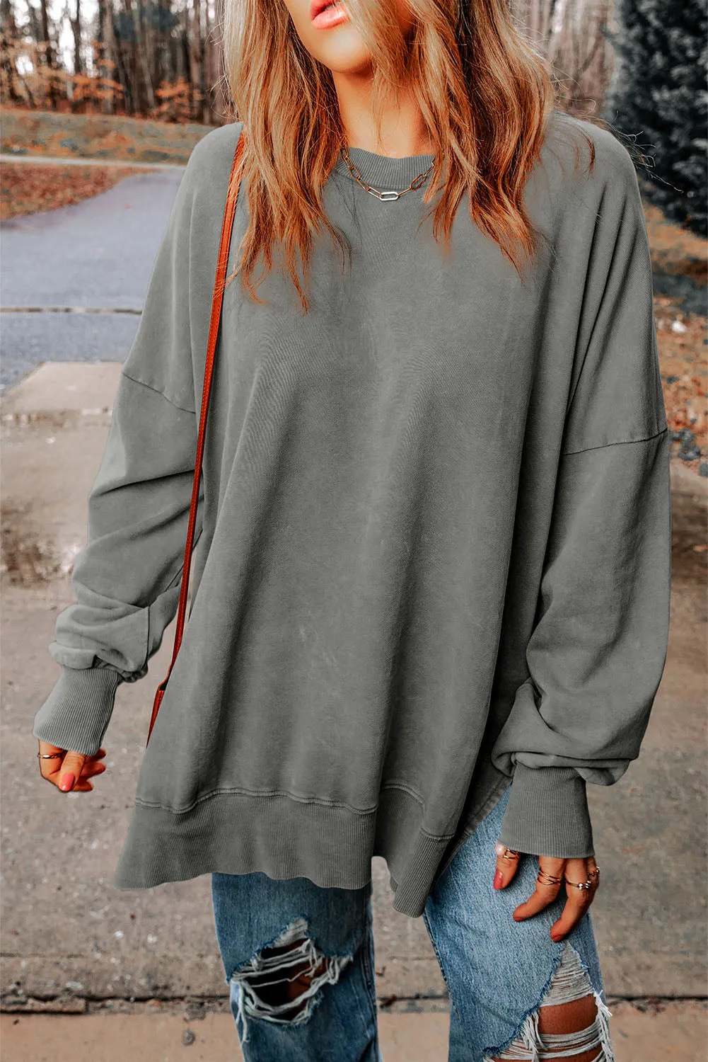 Easily Chic Dropped Shoulder Round Neck Long Sleeve Crewneck