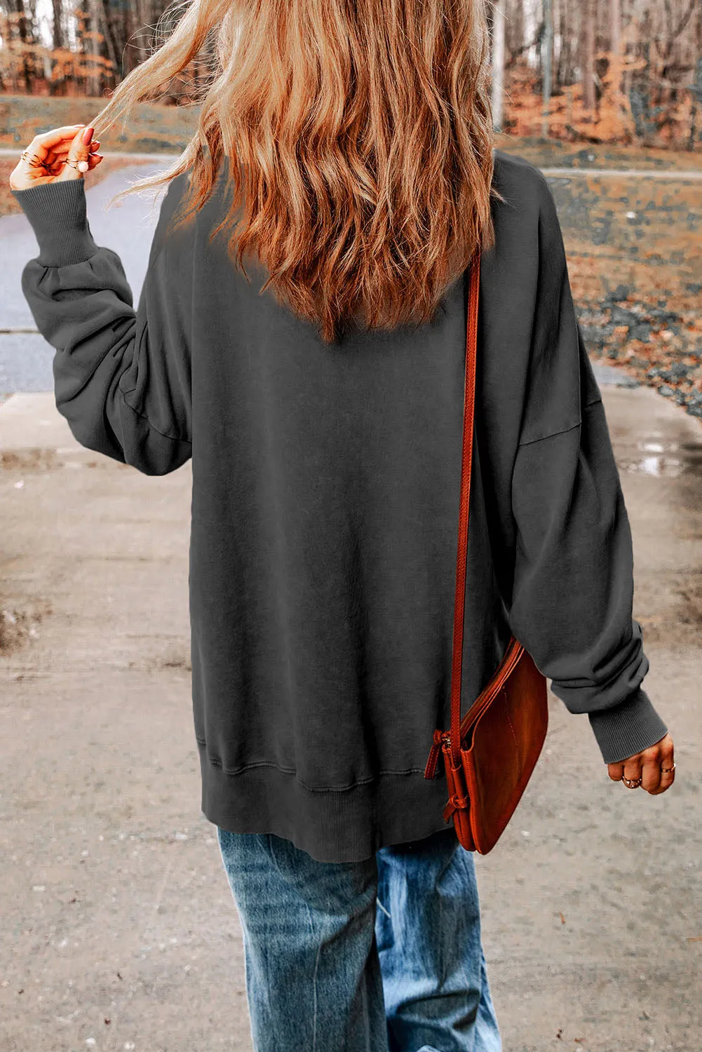 Easily Chic Dropped Shoulder Round Neck Long Sleeve Crewneck