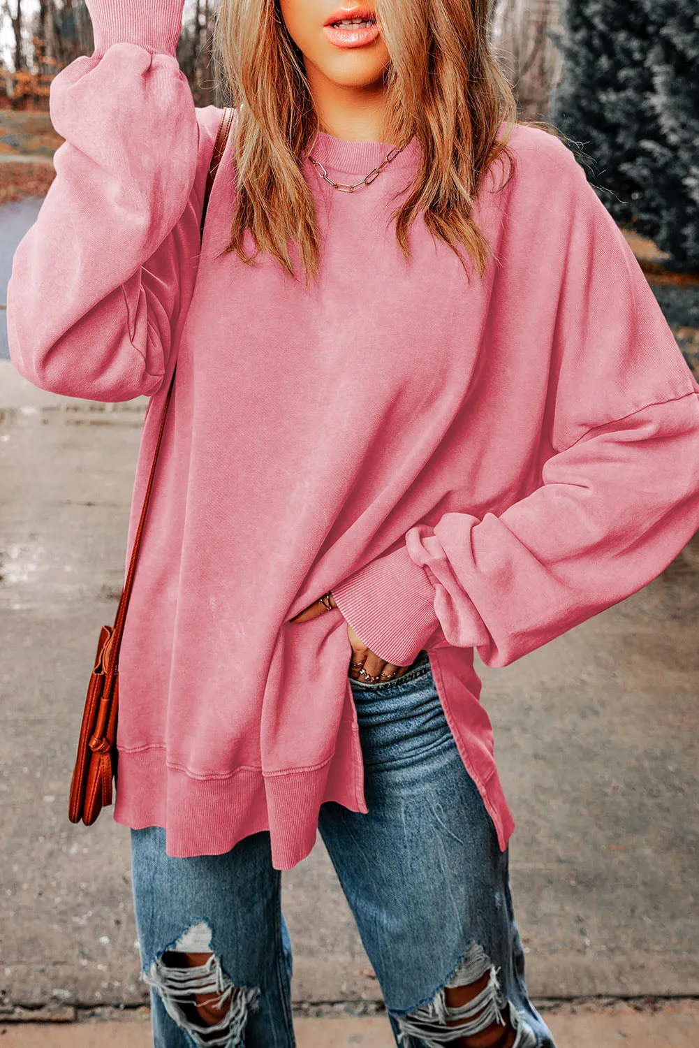 Easily Chic Dropped Shoulder Round Neck Long Sleeve Crewneck