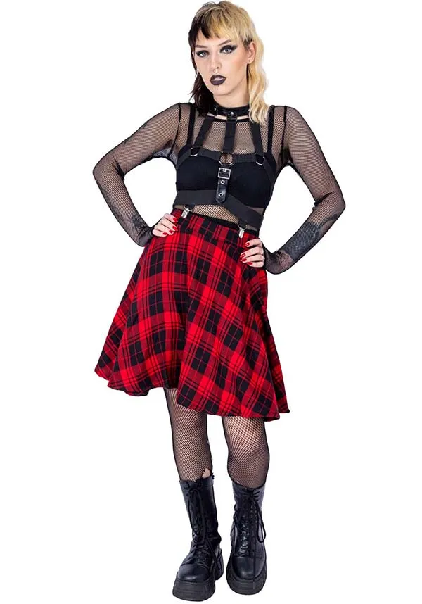 Elrene [Red Check] | SKIRT