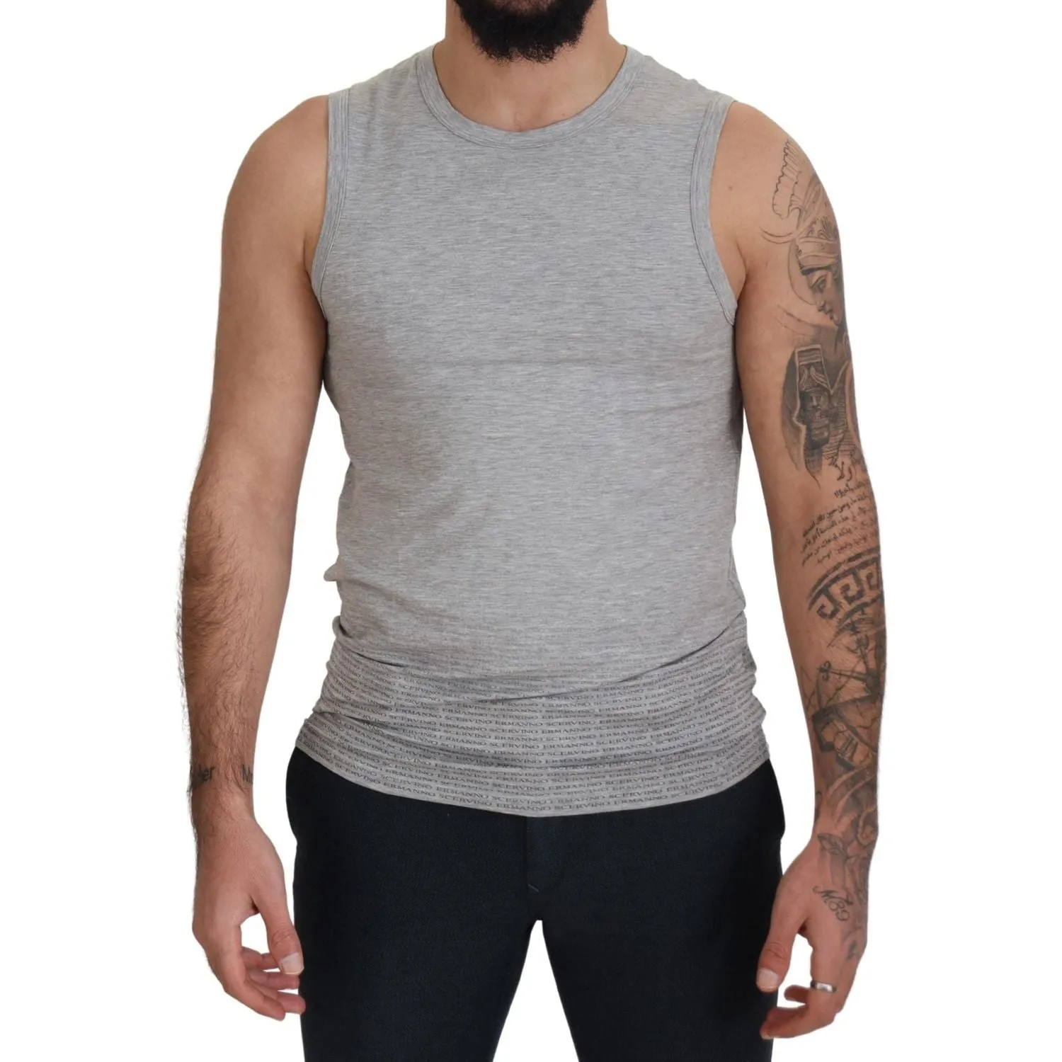 Ermanno Scervino Chic Gray Sleeveless Crewneck Tee