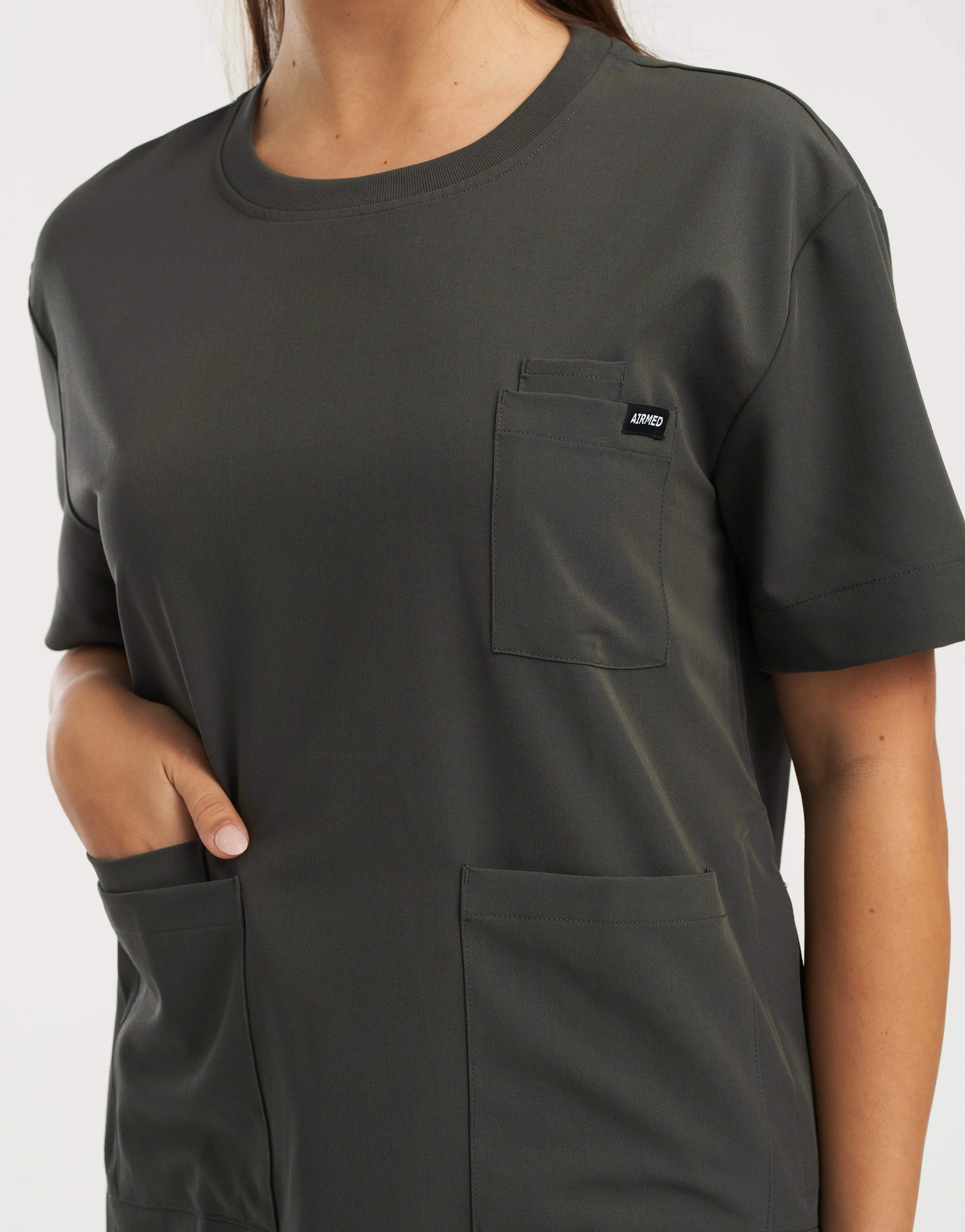 Essential Crewneck Scrub Top - Asphalt