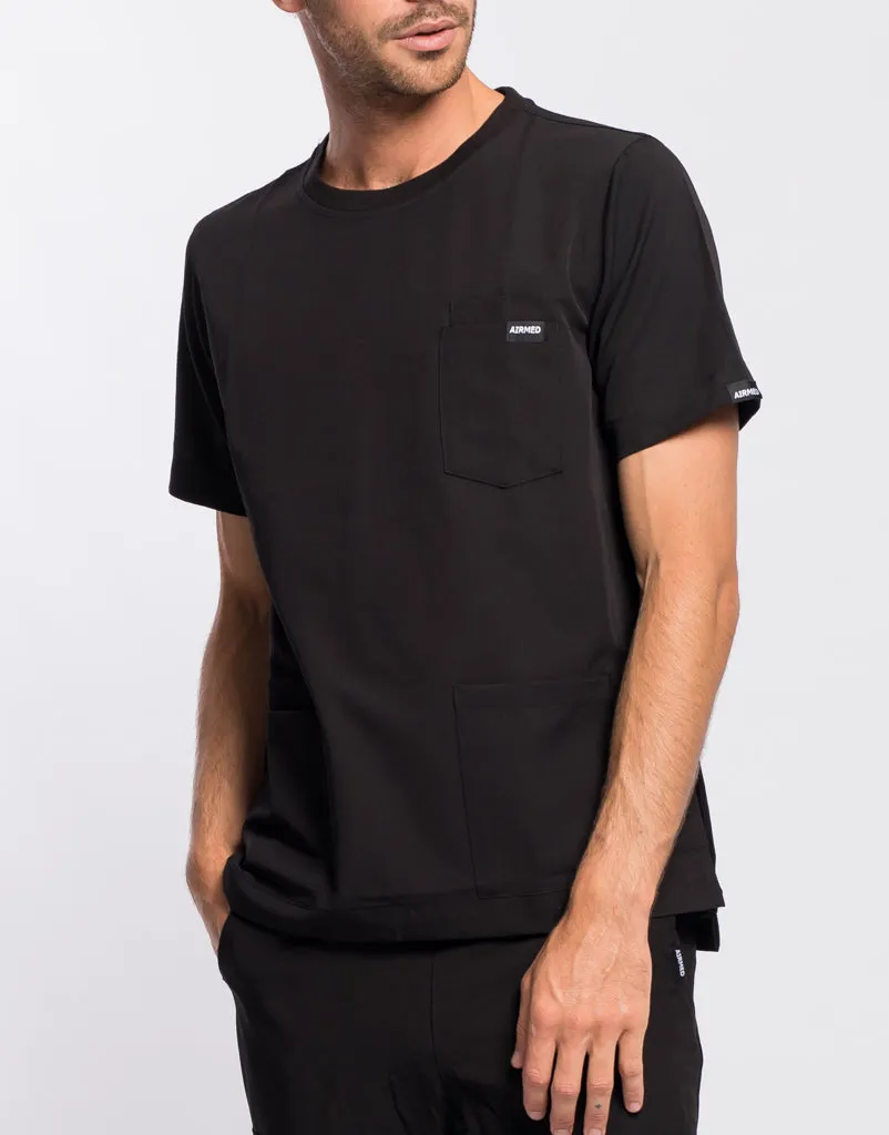 Essential Crewneck Scrub Top - Black