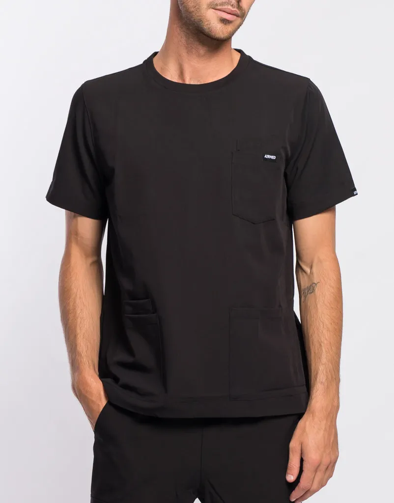 Essential Crewneck Scrub Top - Black