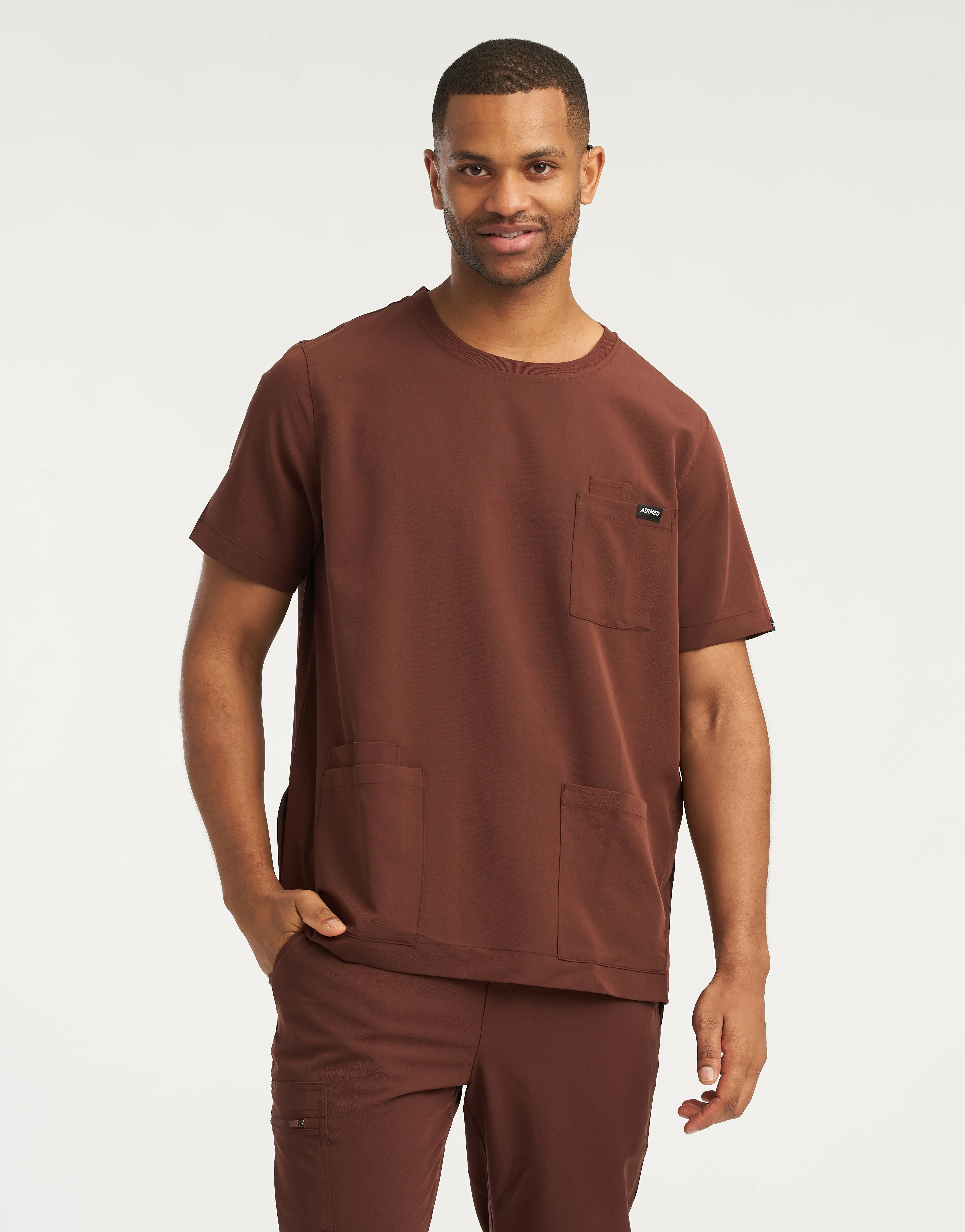 Essential Crewneck Scrub Top - Cocoa