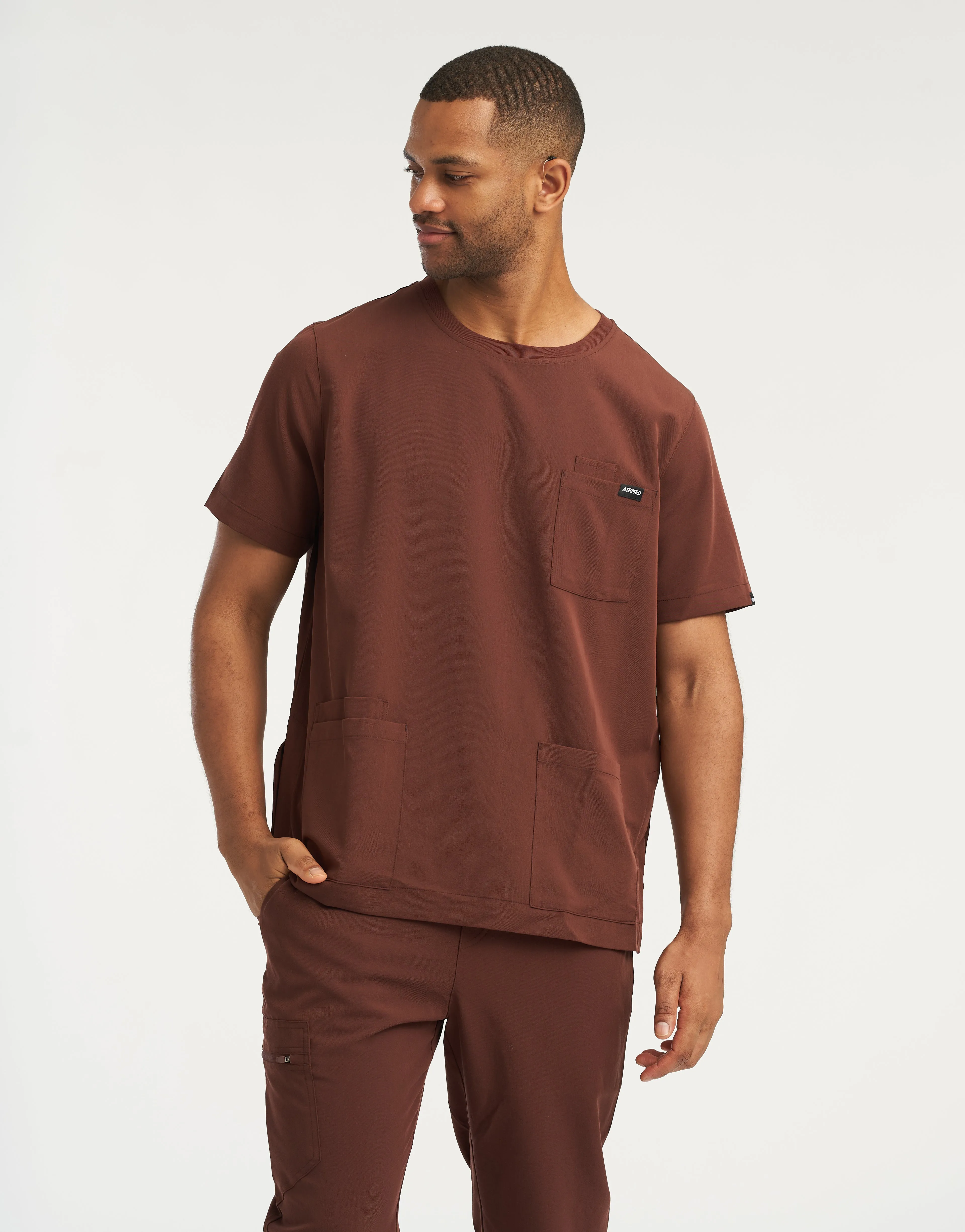 Essential Crewneck Scrub Top - Cocoa