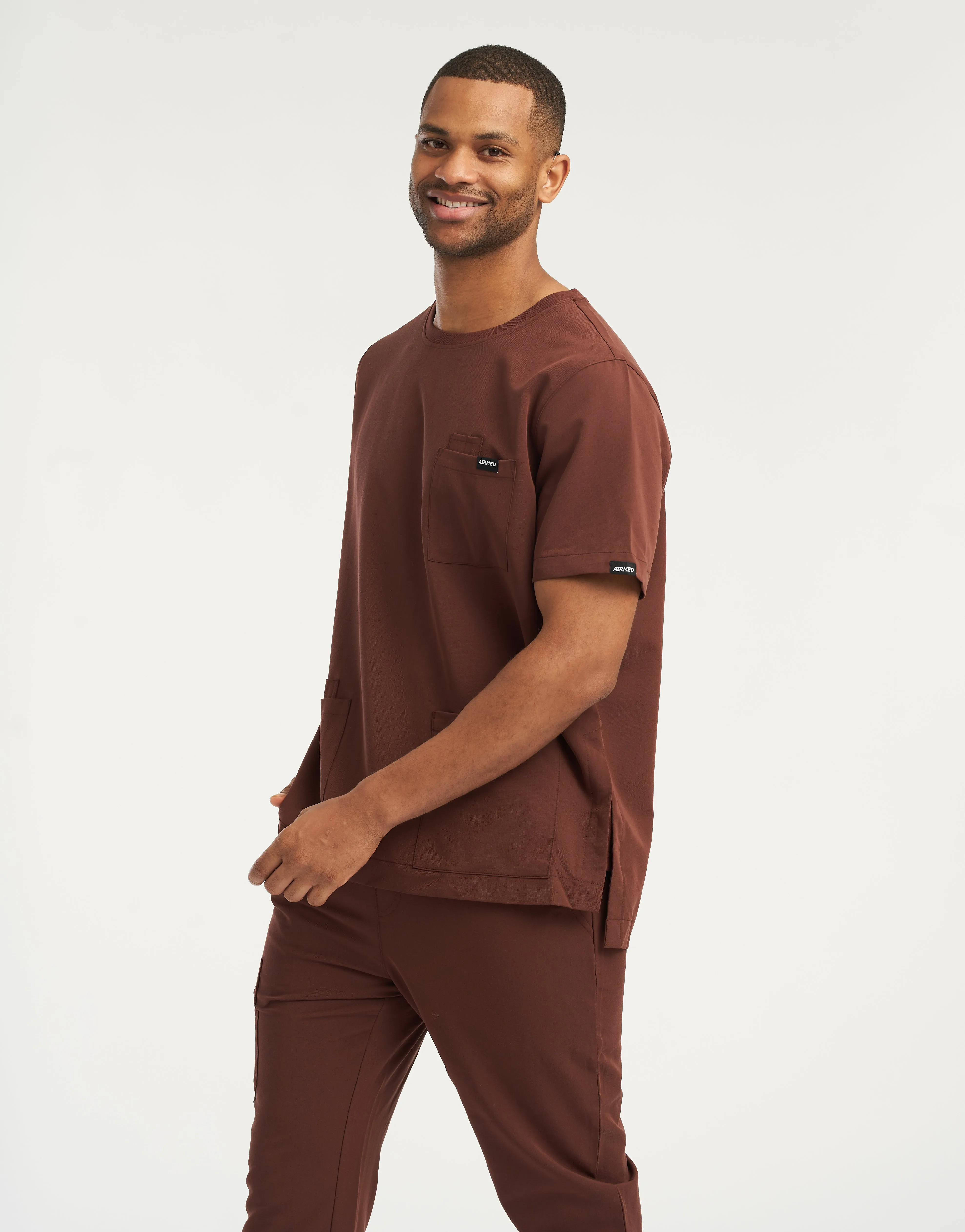 Essential Crewneck Scrub Top - Cocoa