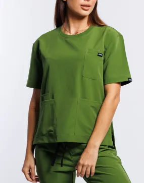 Essential Crewneck Scrub Top - Fern Green