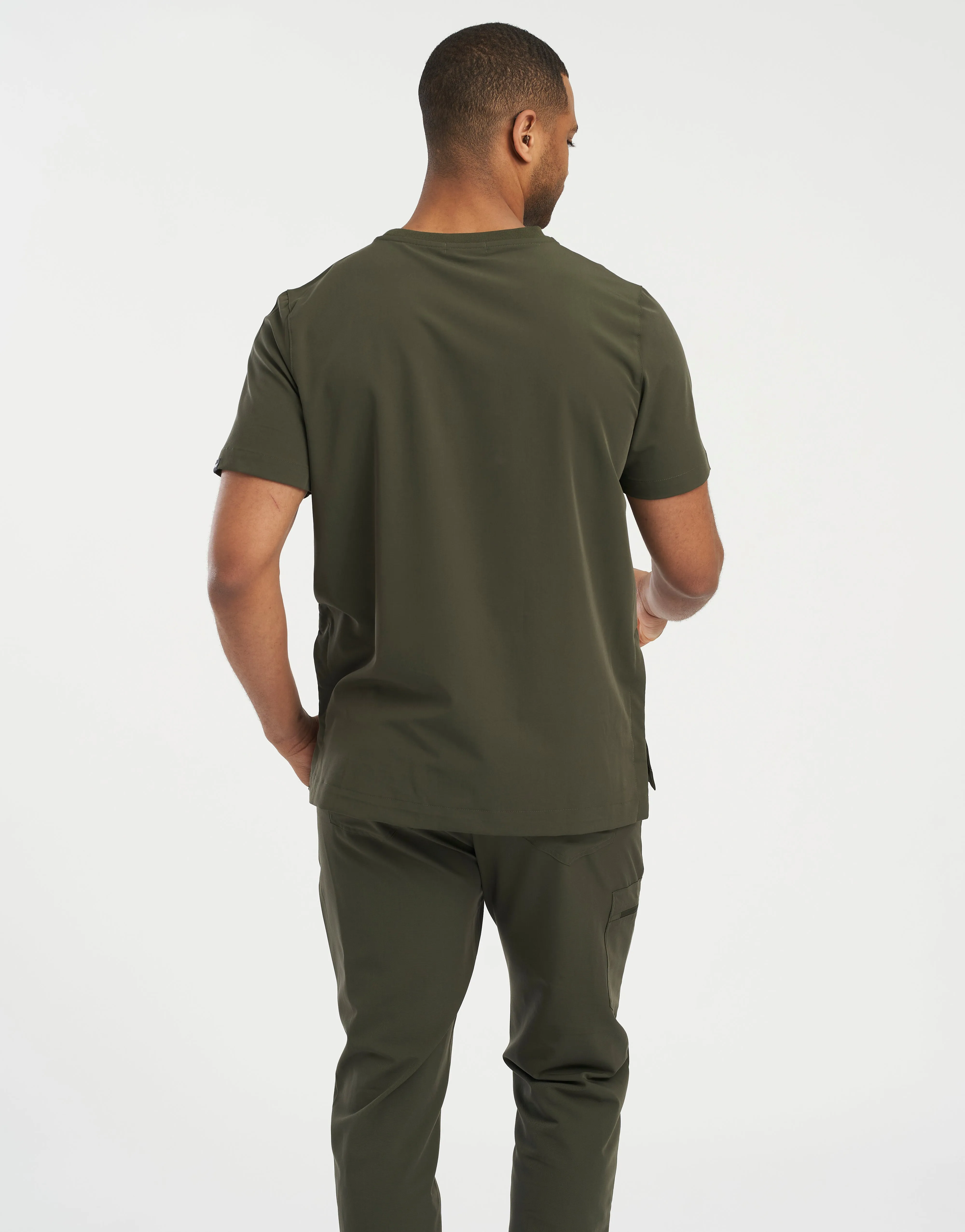 Essential Crewneck Scrub Top - Khaki Green