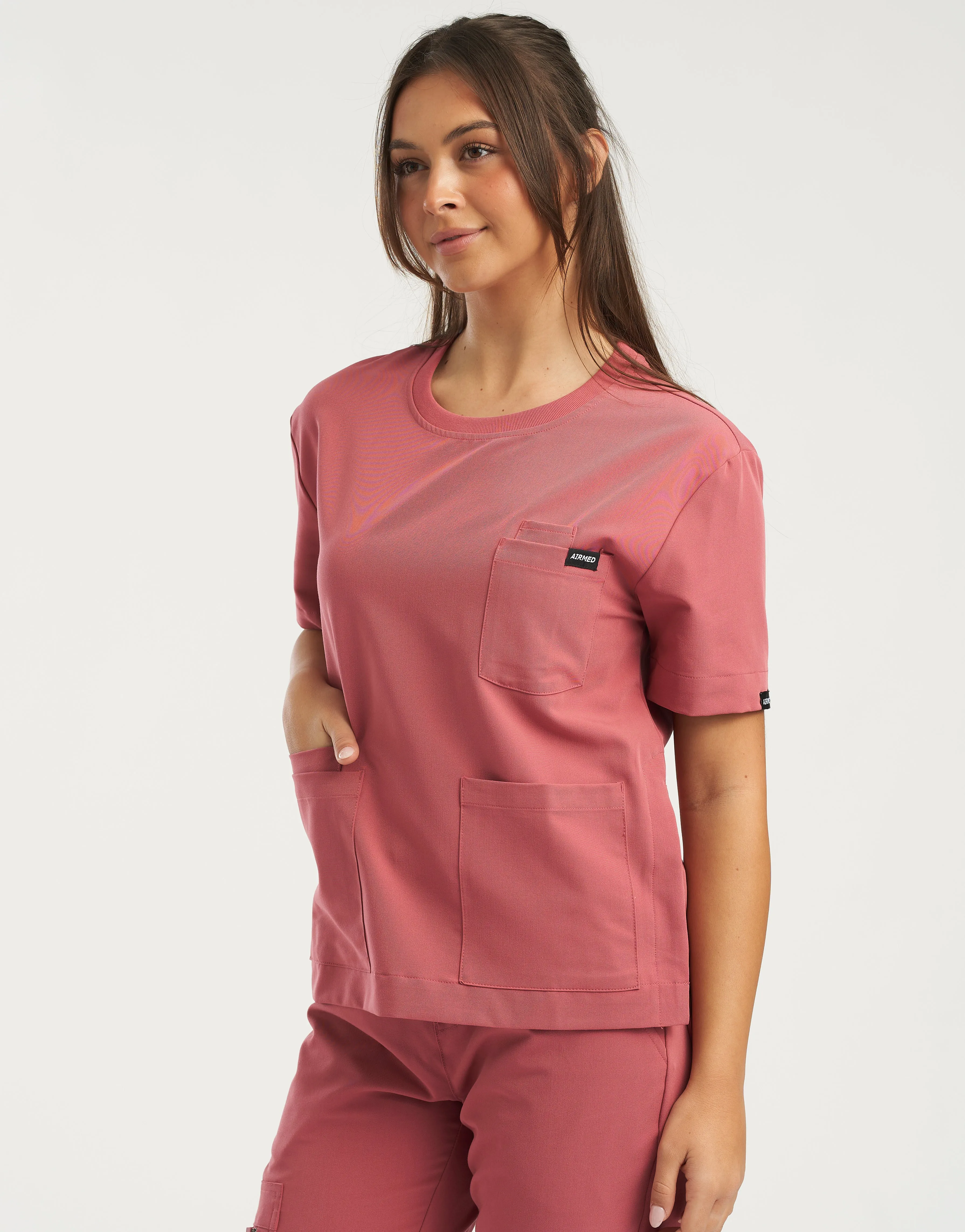 Essential Crewneck Scrub Top - Mauvewood