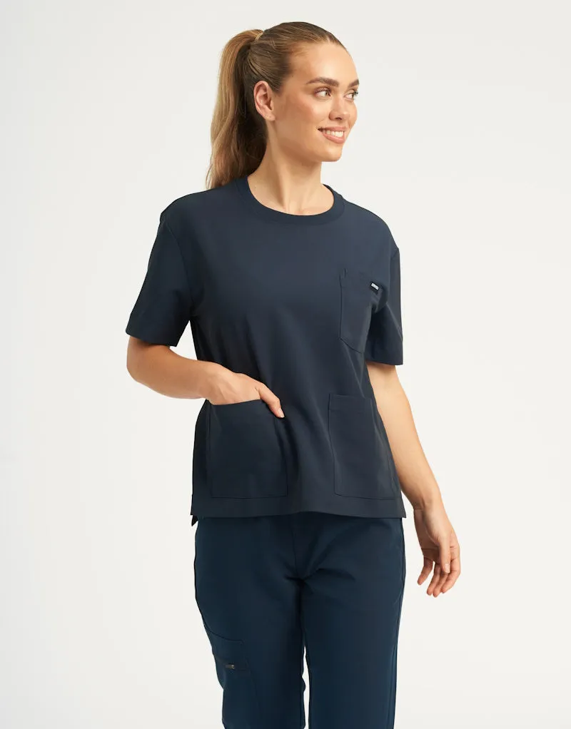 Essential Crewneck Scrub Top - Midnight Navy