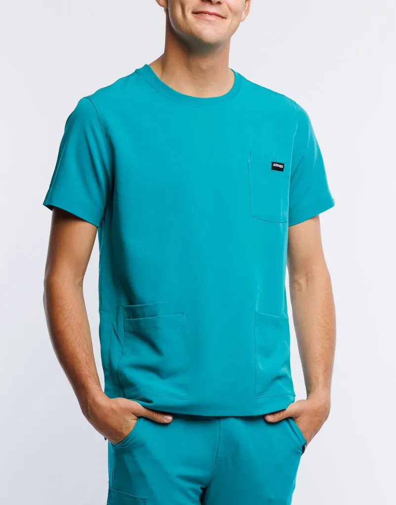 Essential Crewneck Scrub Top - Sydney Teal