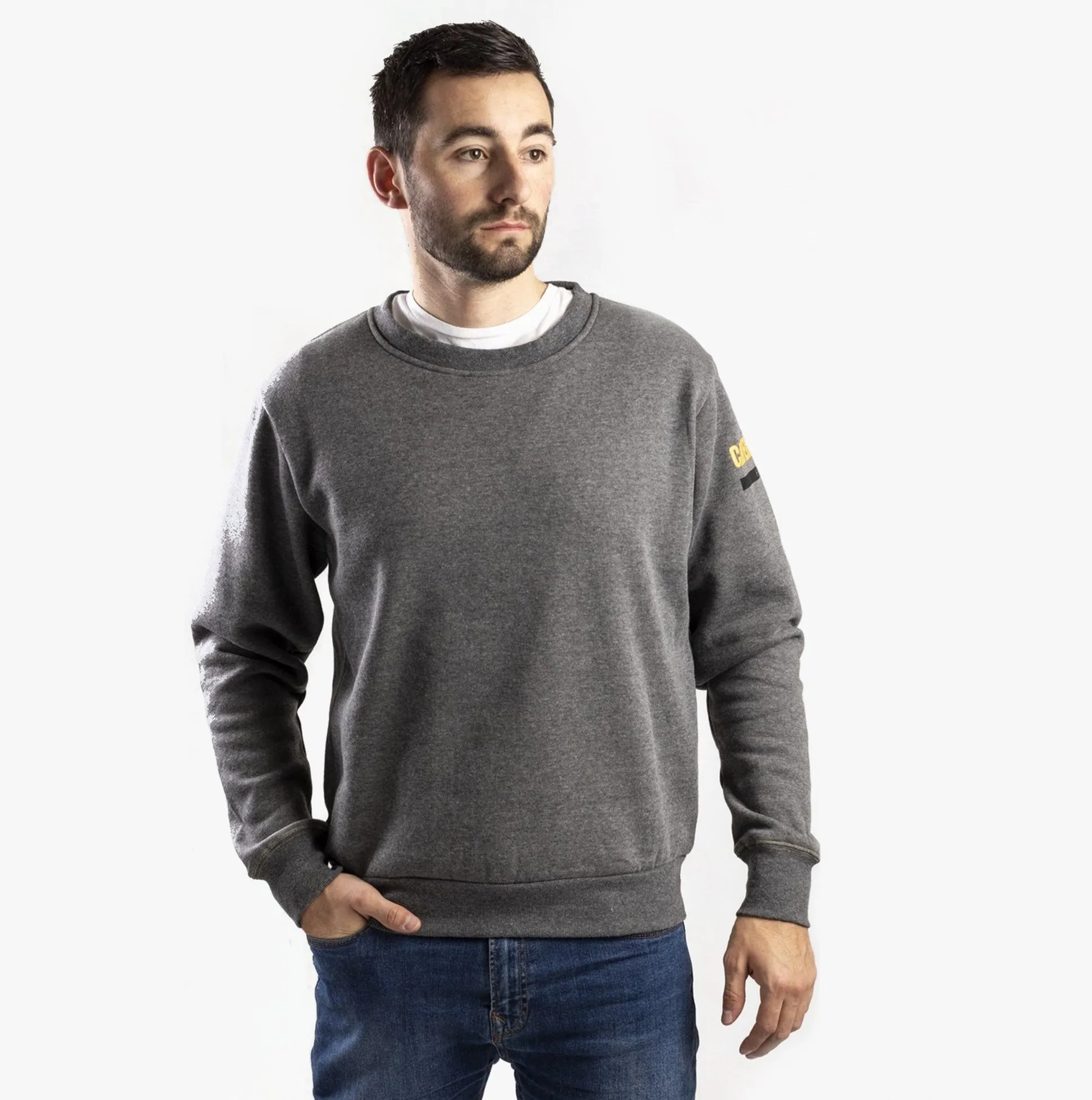 ESSENTIALS CREW NECK Mens Cotton/Fleece Jumper Dark Grey