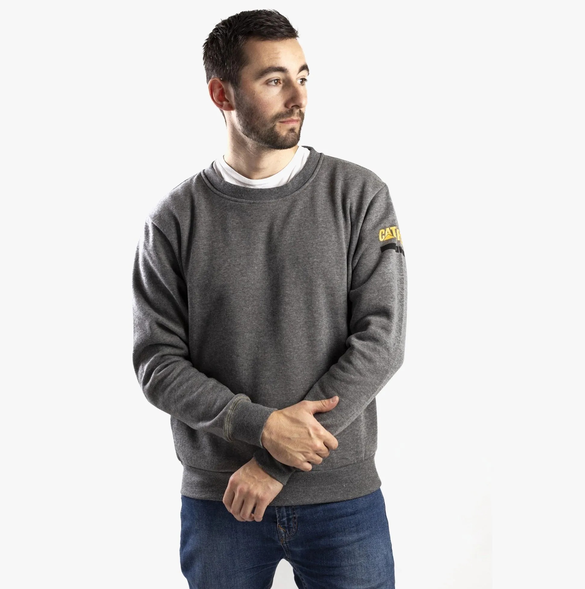 ESSENTIALS CREW NECK Mens Cotton/Fleece Jumper Dark Grey